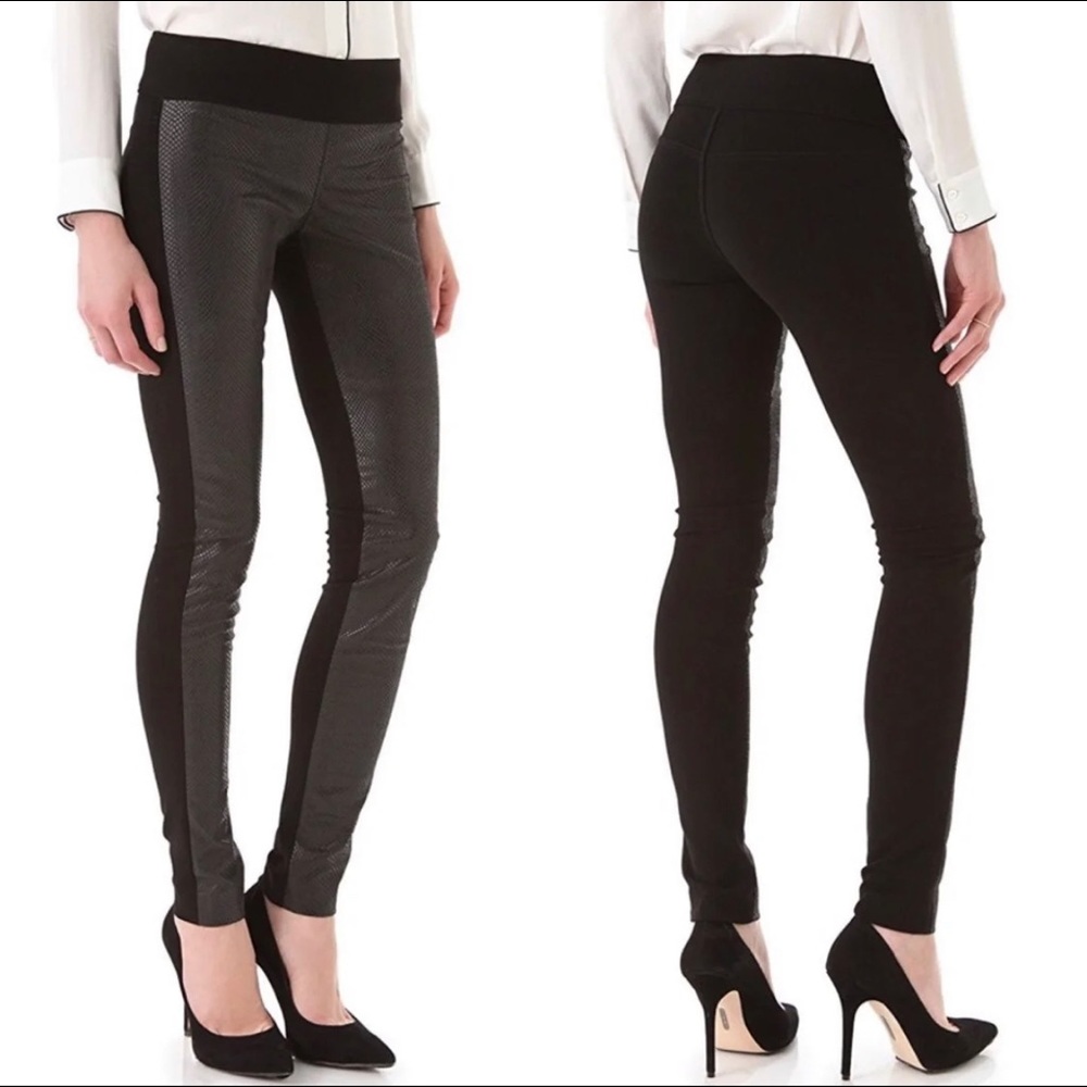 CLUB MONACO Leggings Snakeskin Faux Leather Black Size XS